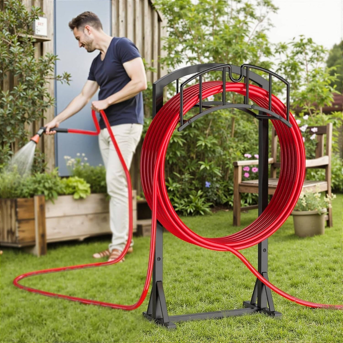 Annie’s Fashion Garden Hose Holder Holds 151 feet Hose, Heavy Duty