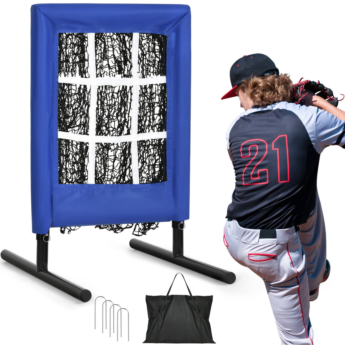 Annie’s Fashion 9 Hole Portable Baseball Pitching Net With Strike Zone