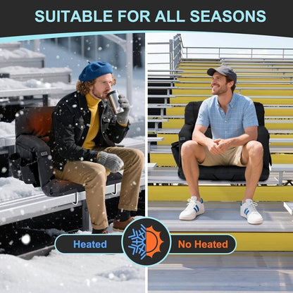 Annie’s Fashion Stadium Seat with Heat & Back Support – Portable Padded Bleacher Cushion Chair