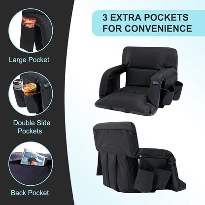 Annie’s Fashion Stadium Seat with Heat & Back Support – Portable Padded Bleacher Cushion Chair