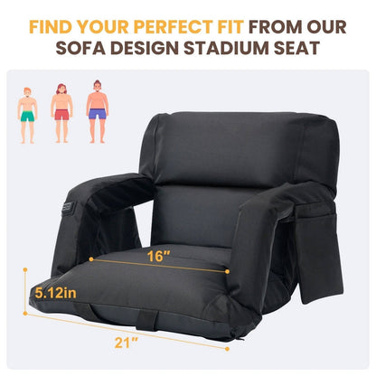 Annie’s Fashion Stadium Seat with Heat & Back Support – Portable Padded Bleacher Cushion Chair