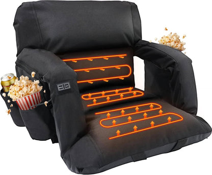 Annie’s Fashion Stadium Seat with Heat & Back Support – Portable Padded Bleacher Cushion Chair