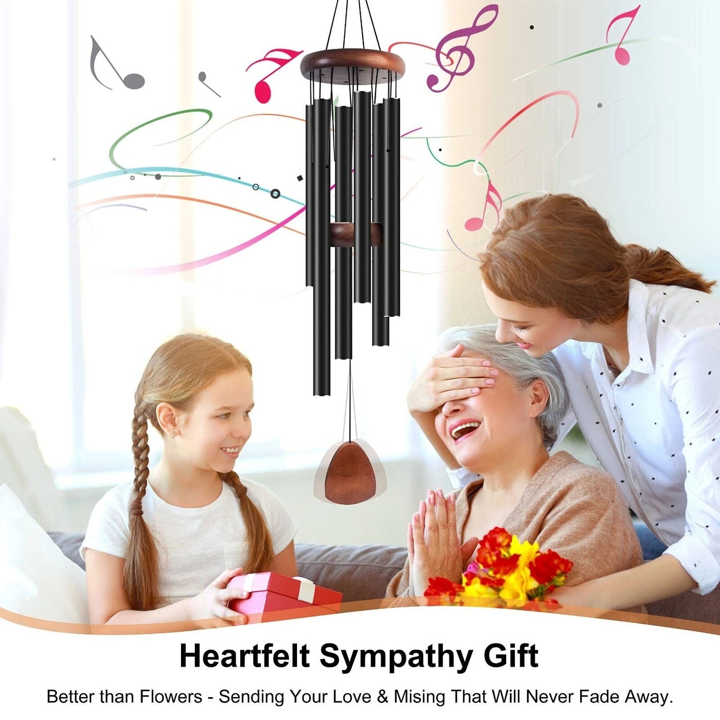 Annie’s Fashion Large Wind Chimes with Deep Tones – Resonant Sound for Patios & Porches