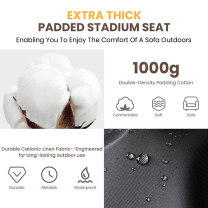 Annie’s Fashion Stadium Seat with Heat & Back Support – Portable Padded Bleacher Cushion Chair