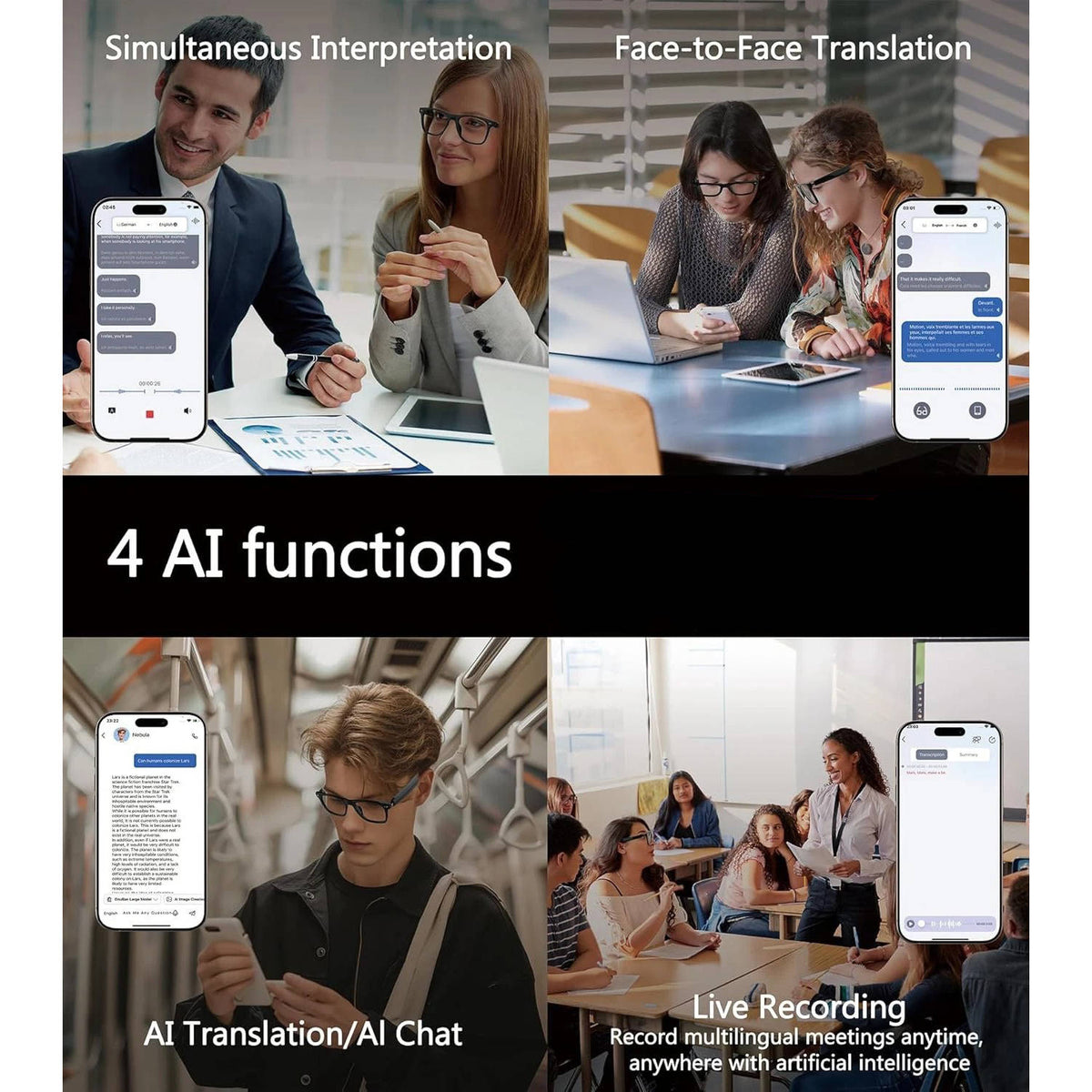 Annie’s Fashion Smart AI Glasses with Language Translator