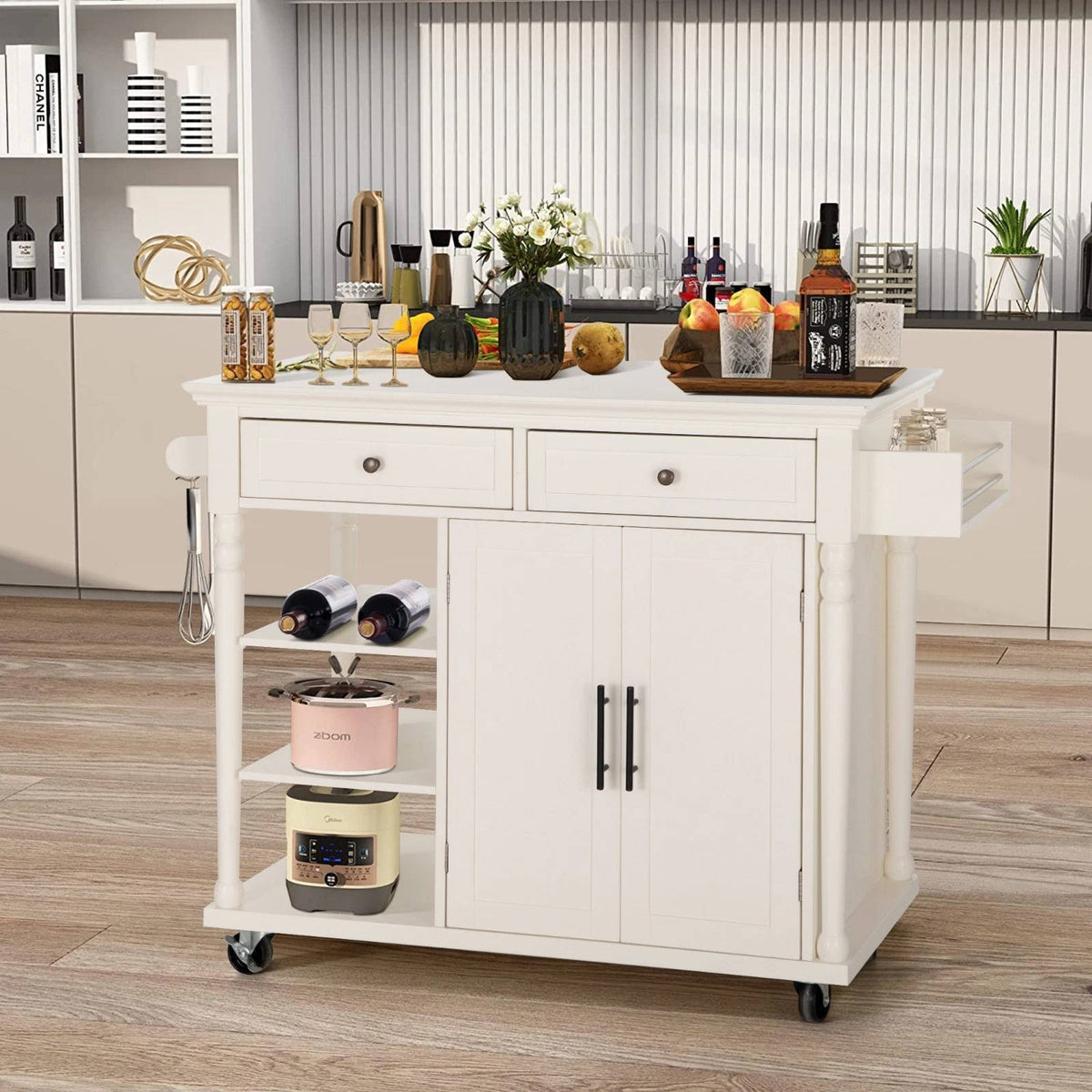 Annie’s Fashion Kitchen Island Kitchen Cart on Wheel with Storage