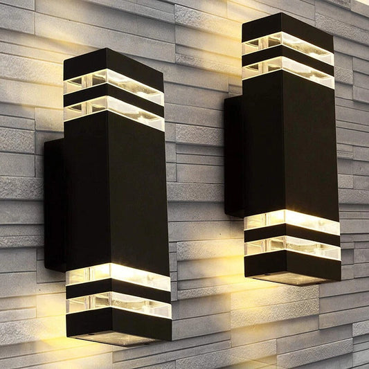 Annie’s Fashion Outdoor Led Wall Light 2 Pack - Modern Up Down Sconce, Porch, Waterproof, Black