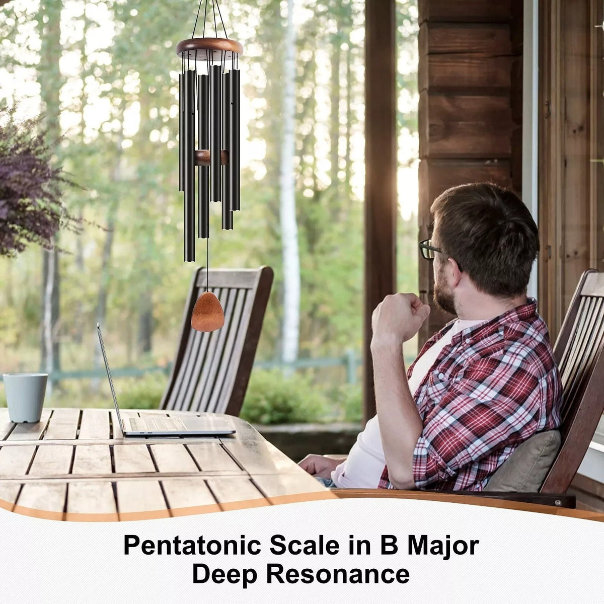 Annie’s Fashion Large Wind Chimes with Deep Tones – Resonant Sound for Patios & Porches