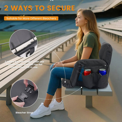 Annie’s Fashion Stadium Seat with Heat & Back Support – Portable Padded Bleacher Cushion Chair