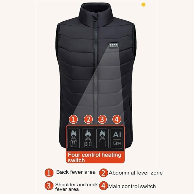 USB Heated Vest with Temperature Control and Quilted Heated Material