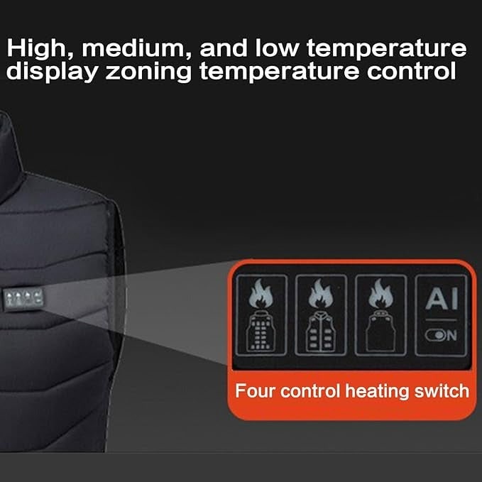 USB Heated Vest with Temperature Control and Quilted Heated Material