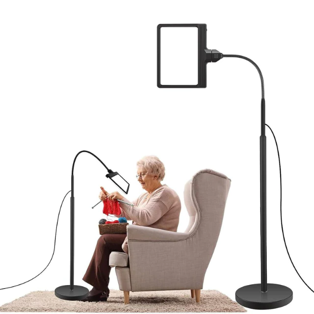 Annie’s Fashion 5X Magnifying Floor Lamp – Full-Page LED Light for Reading, Hobbies & Crafts