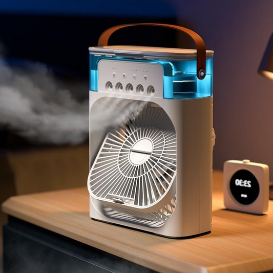 Annie’s Fashion Mini Water-Cooled Air Cooler Fan with Spray & Humidifier – 5-Hole Silent USB Cooling Fan