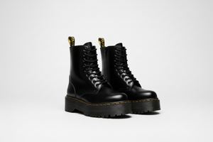 Platform Combat Boots with Lace-Up Front Side Zipper and Chunky Sole