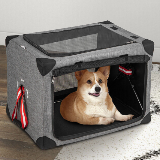 Annie’s Fashion Heavy Duty Collapsible Large Pet Dog Cat Covered Travel Crate