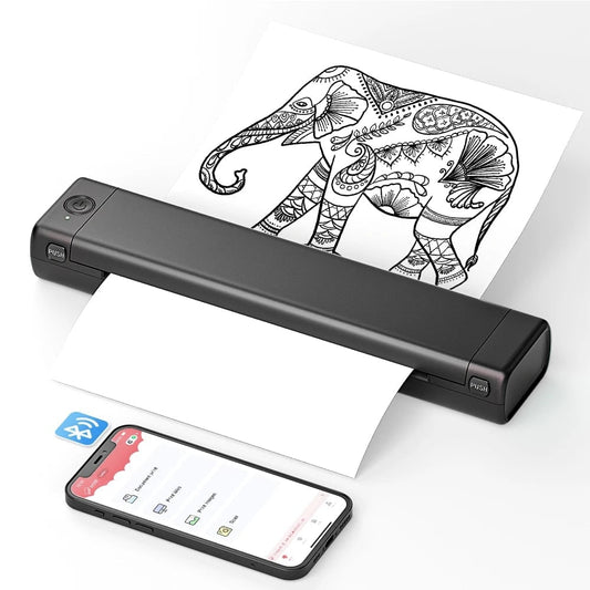 Portable Thermal Printer Wireless with Bluetooth and USB for Smartphone Laptop A4 Compact