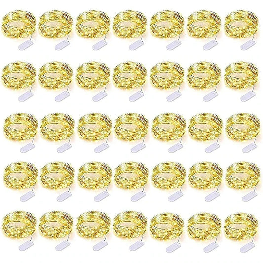 20 LED Battery-Powered Fairy Lights on 7Ft Flexible Silver Wire for Weddings and Mason Jar Decoration