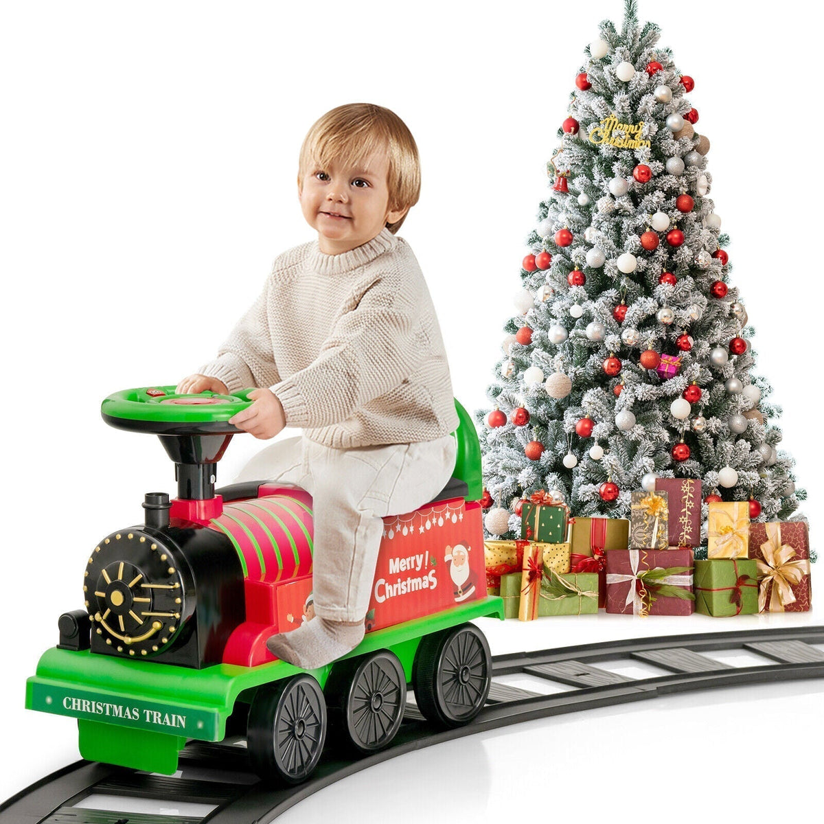 Annie’s Fashion Ride-on | Kid's Rechargeable Ride On Toy Train And Track Set 6V