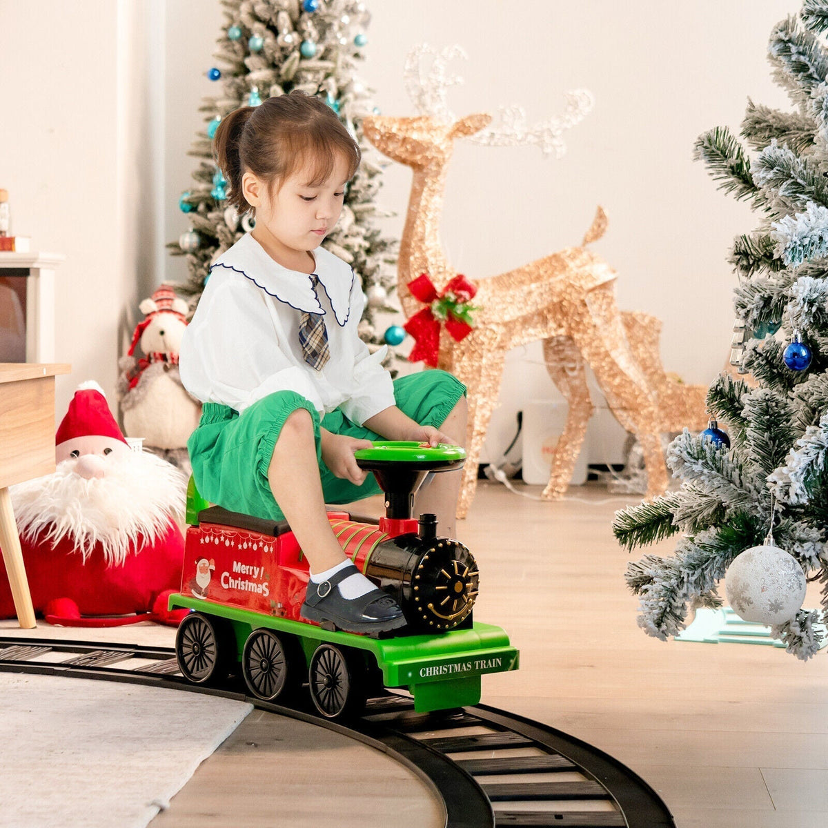 Annie’s Fashion Ride-on | Kid's Rechargeable Ride On Toy Train And Track Set 6V