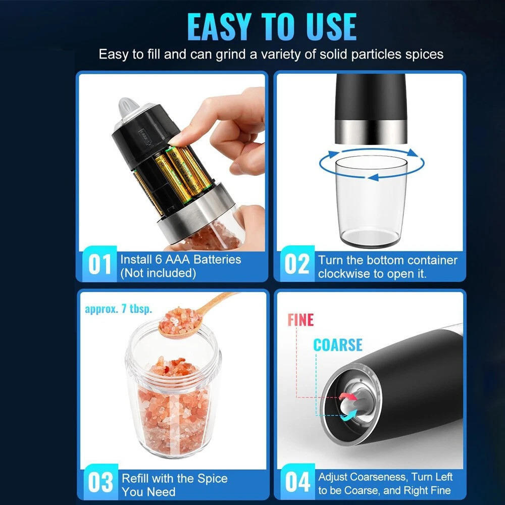 Annie’s Fashion Electric Salt And Pepper Grinder 2 Pack
