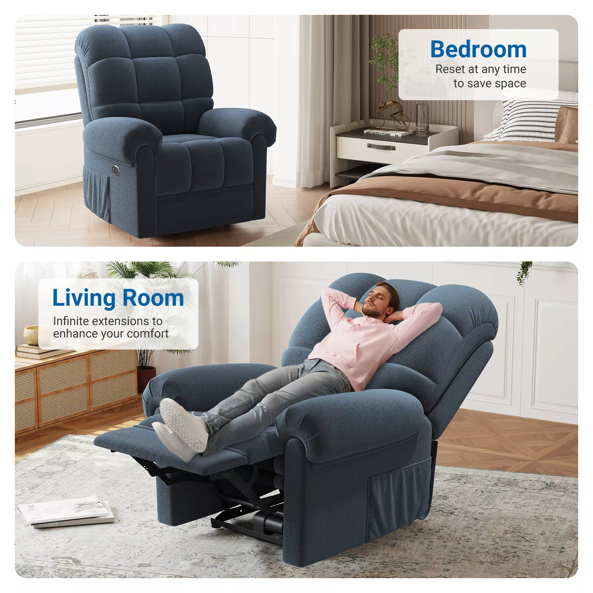 Annie’s Fashion Power Recliner Chair – Electric Adjustable Reclining Chair for Living Room Comfort