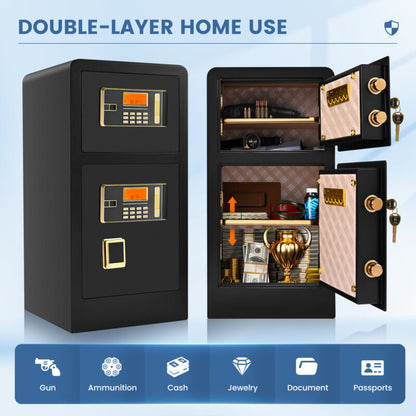 Annie’s Fashion Large Home Safes 4.5Cub Fireproof Double Safes Lockbox Digital Keypad Money Safe