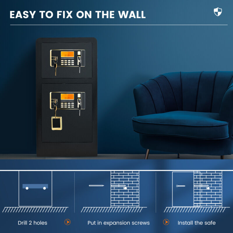 Annie’s Fashion Large Home Safes 4.5Cub Fireproof Double Safes Lockbox Digital Keypad Money Safe