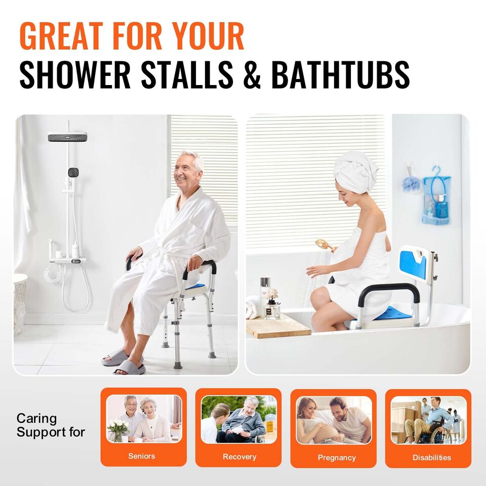 Annie’s Fashion Height Adjustable Shower Chair – Sturdy Bathroom Bath Seat with Non-Slip Feet