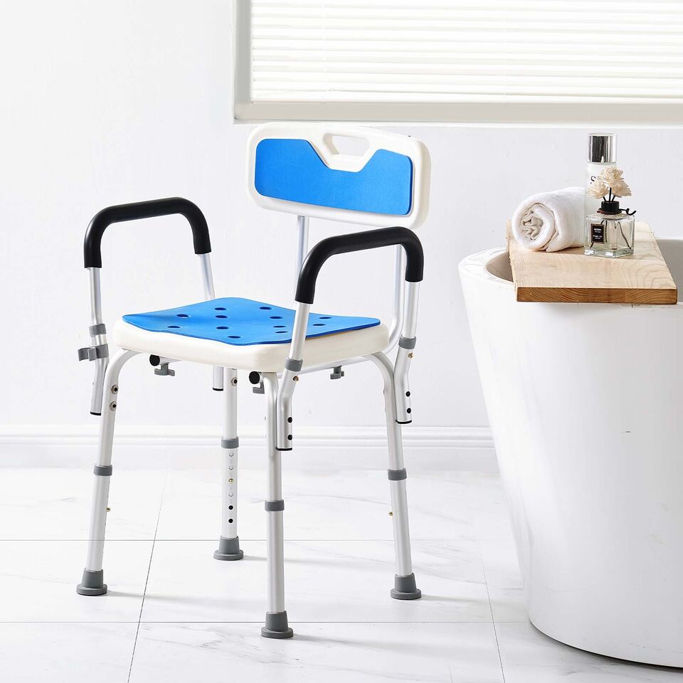 Annie’s Fashion Height Adjustable Shower Chair – Sturdy Bathroom Bath Seat with Non-Slip Feet