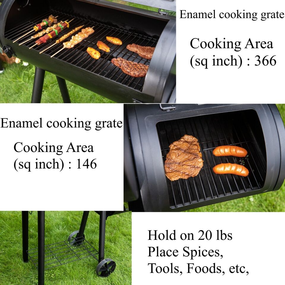Annie’s Fashion Dual-BBQ Charcoal Grill with Offset Smoker Combo