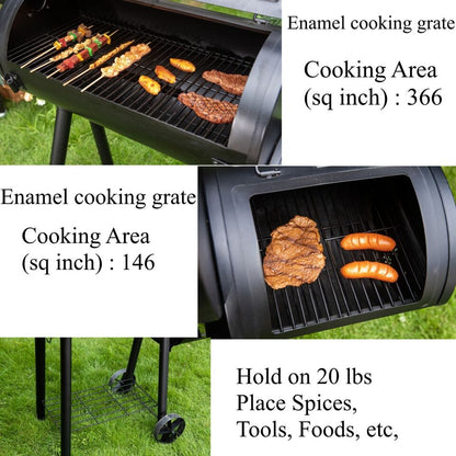 Annie’s Fashion Dual-BBQ Charcoal Grill with Offset Smoker Combo