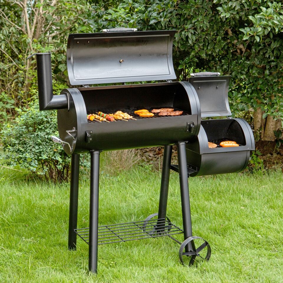 Annie’s Fashion Dual-BBQ Charcoal Grill with Offset Smoker Combo