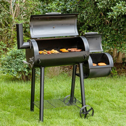 Annie’s Fashion Dual-BBQ Charcoal Grill with Offset Smoker Combo