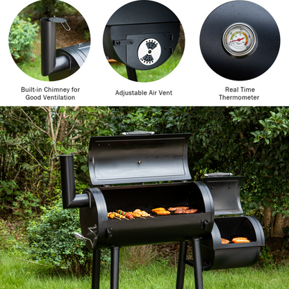 Annie’s Fashion Dual-BBQ Charcoal Grill with Offset Smoker Combo