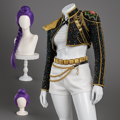 Carnival costume for a girl with a sequined jacket and carnival shorts