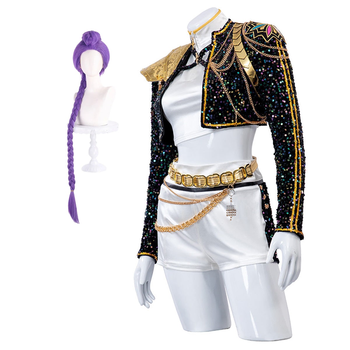 Carnival costume for a girl with a sequined jacket and carnival shorts
