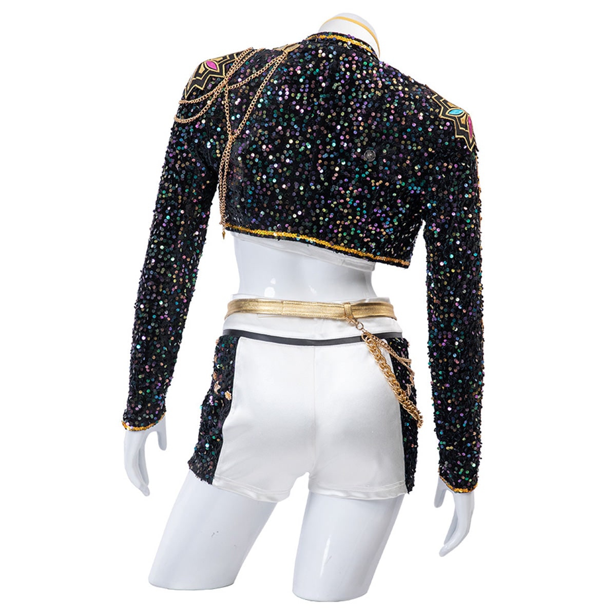 Carnival costume for a girl with a sequined jacket and carnival shorts