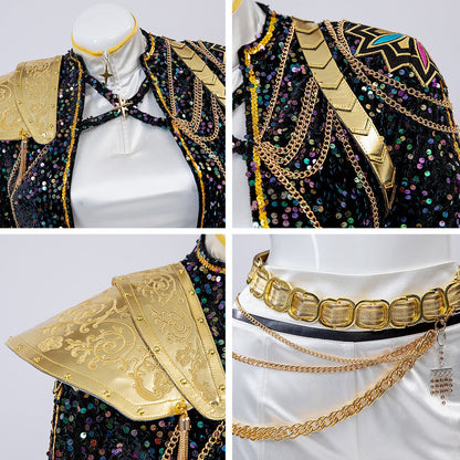 Carnival costume for a girl with a sequined jacket and carnival shorts