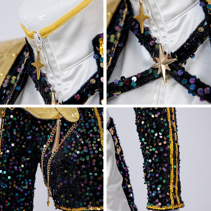 Carnival costume for a girl with a sequined jacket and carnival shorts