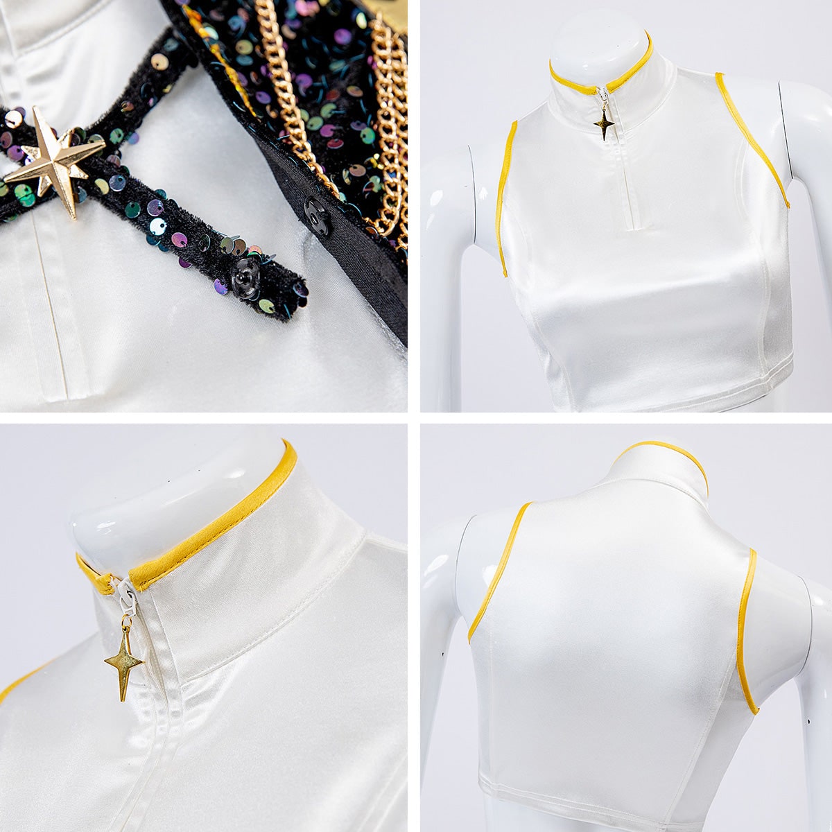 Carnival costume for a girl with a sequined jacket and carnival shorts