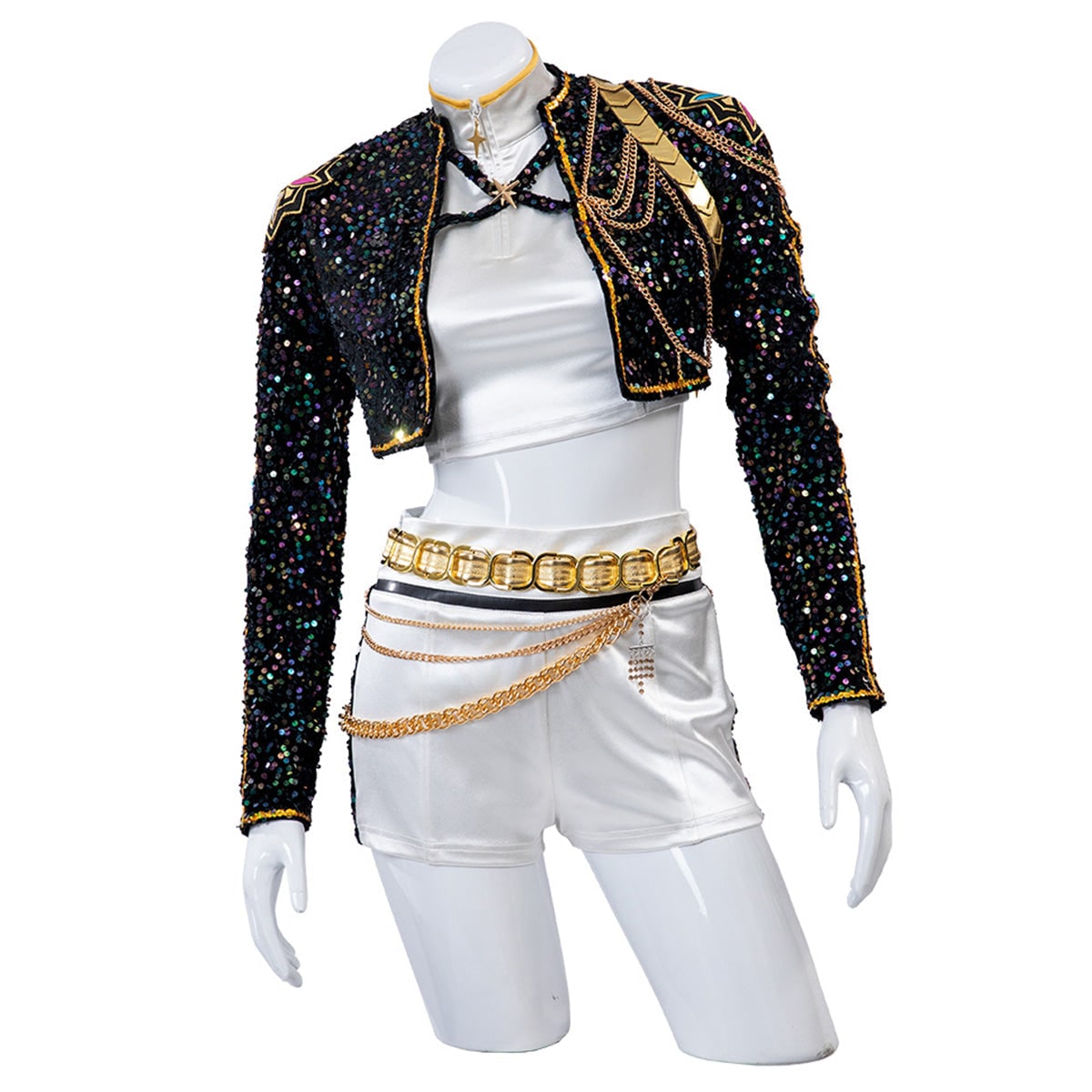 Carnival costume for a girl with a sequined jacket and carnival shorts