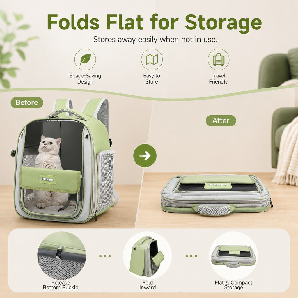 Transparent Cat Backpack Carrier for Travel & Vet Visits - Breathable, Roomy Pet Backpack for More Comfortable Trips