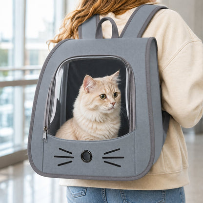 Transparent Cat Backpack Carrier for Travel & Vet Visits - Breathable, Roomy Pet Backpack for More Comfortable Trips