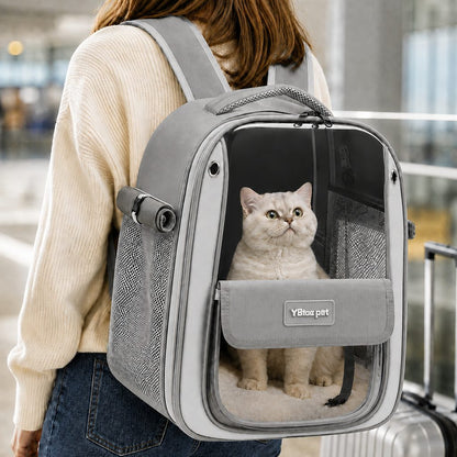 Transparent Cat Backpack Carrier for Travel & Vet Visits - Breathable, Roomy Pet Backpack for More Comfortable Trips