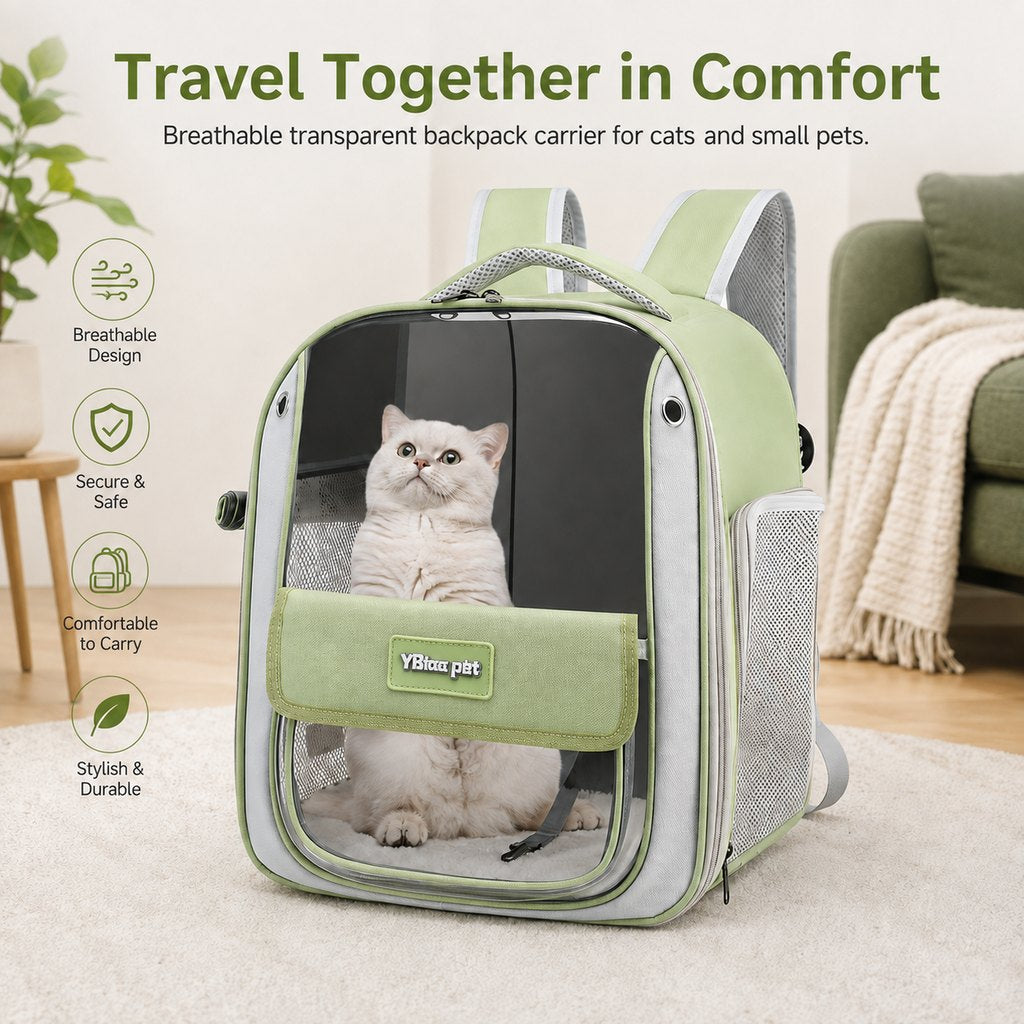 Transparent Cat Backpack Carrier for Travel & Vet Visits - Breathable, Roomy Pet Backpack for More Comfortable Trips