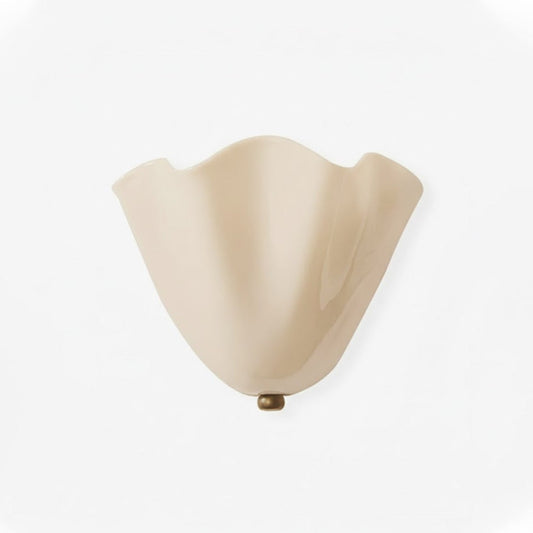 Wall Sconce Lighting with Wavy Glass Handkerchief Shade and Brass Finial